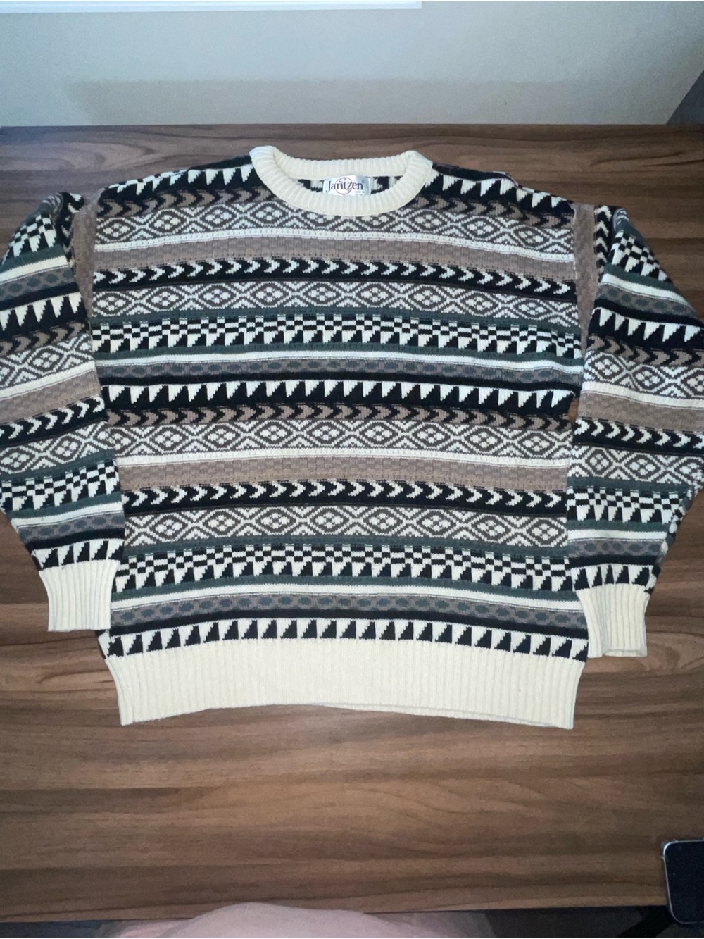 VTG Jantzen Grandpa Fair Isle Crewneck Sweater L